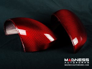 Alfa Romeo Giulia Mirror Covers - Carbon Fiber - Full Replacements - Red Candy